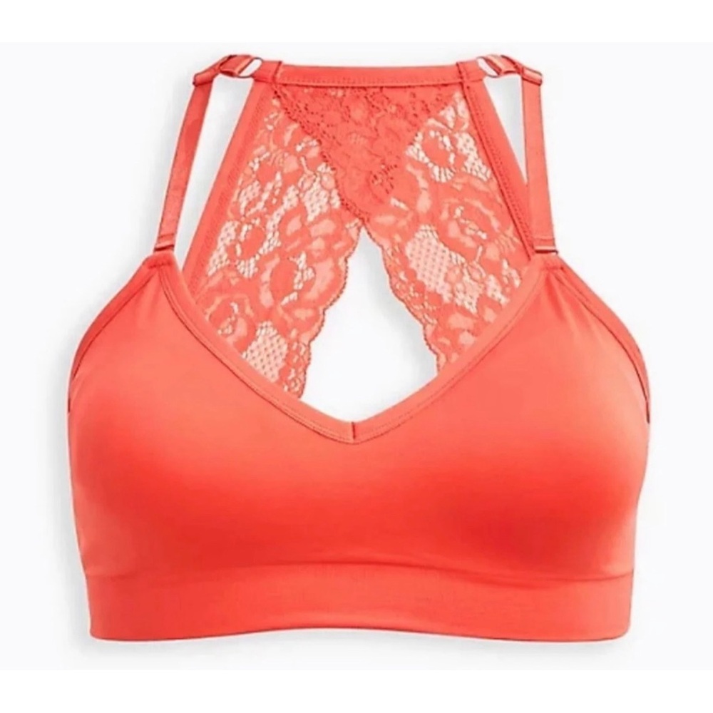 Torrid Lace Back Bright Coral Bralette NWT SIZE 2 (18/20)